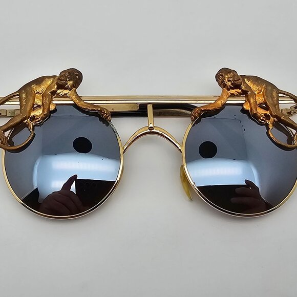 Mercura NYC Gold Brass Flying Monkeys Silver Mirror Vintage Aviator Sunglasses main image 8